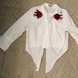 Rainbow button down top size M